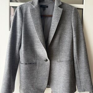 Ann Taylor Heather Gray Single-Button Ponte Blazer